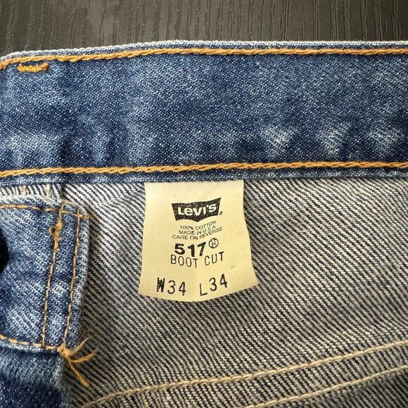 Vintage Levis 517 Jeans Men's 34x34 Blue Boot Cut Made in USA Denim Cowboy 2000 - Picture 4 of 11